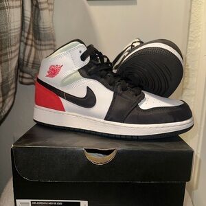 Air Jordan Mid SE Black White Red Sneakers